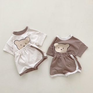 卡通小熊套裝 嬰兒衣服 寶寶套裝 寶寶衣服 嬰兒套裝 兒童短袖套裝 衣服寶寶 嬰兒服 兒童運動套裝 幼童衣服 新生兒衣服
