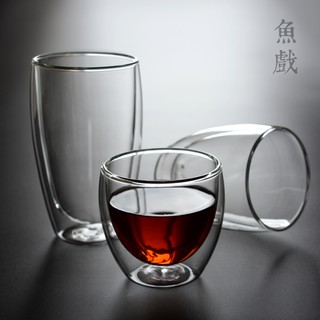 《茶望堂》 雙層透明耐熱玻璃辦公室茶杯喝水杯果汁牛奶飲料咖啡杯子女