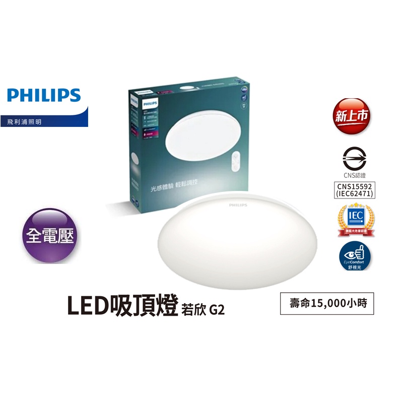 安心買~ PHILIPS 飛利浦 LED 10W若欣吸頂燈白光/黃光 另有17W