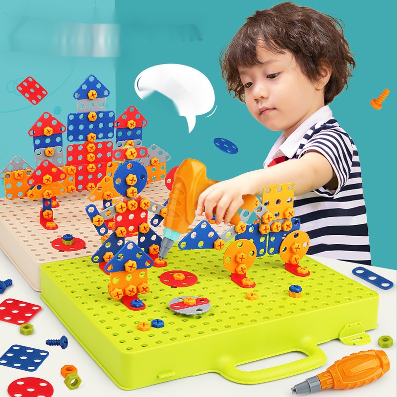 兒童節禮物 玩具  益智玩具  幼兒玩具 小孩玩具  小朋友玩具  兒童益智玩具兒童擰螺絲釘趣味拼盤智能拆裝電動工具箱