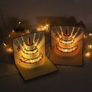 ins立體生日蛋糕 音樂立體生日賀卡 祝福生日卡片 3D立體 創意生日禮物