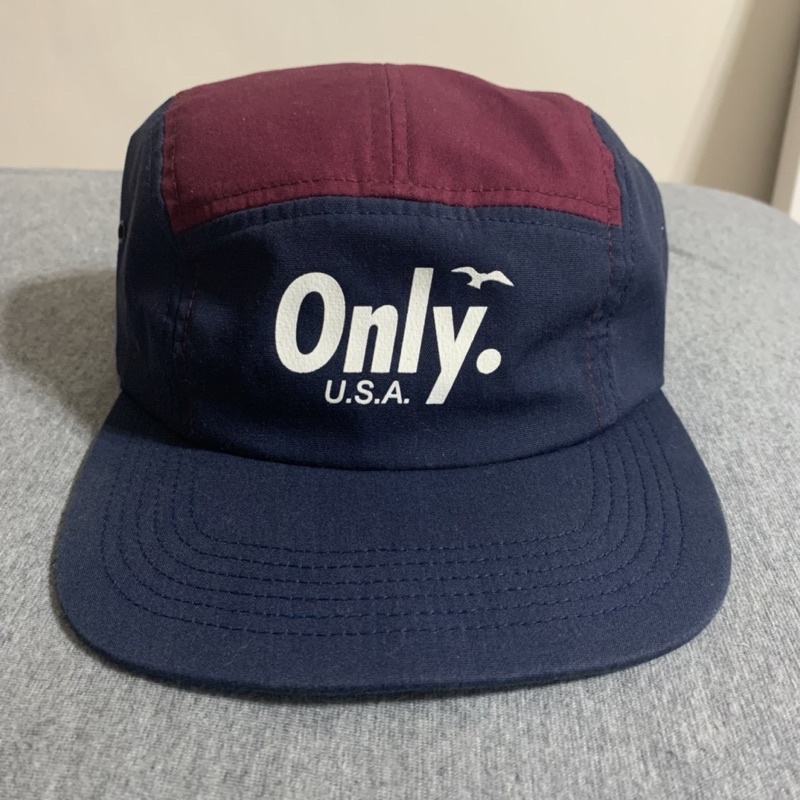 ONLY NY NEW YORK 藍 紫 拚色 拼布 5 PANEL 五分割帽 單車帽 紐約 二手