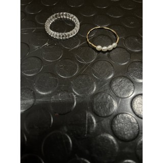 歐洲古董玻璃戒指/銅鍍K金珍珠線圈戒指