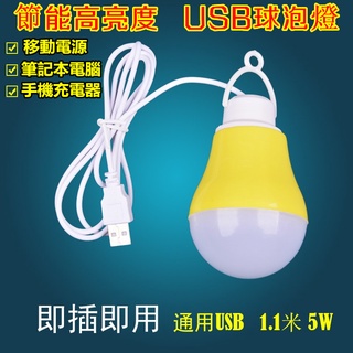 USB球泡燈含燈具 5V低壓燈 LED節能移動電源供電 電腦USB供電 充電器供電 應急燈泡彩色led球泡燈