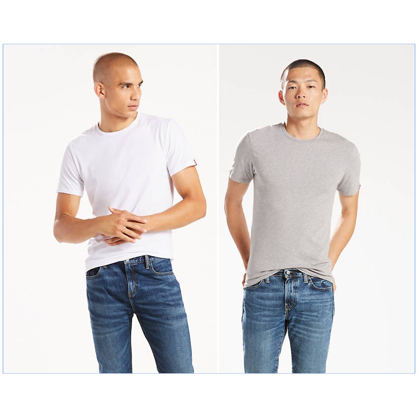 美麗小舖 全新真品levi S 兩件組純棉灰 白兩色男版t恤短袖短t Shirt 圓領素t L 蝦皮購物