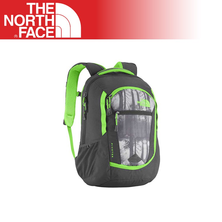 【The North Face 27L 15吋電腦背包《墨灰印花/氪綠》】CHJ8/出國/旅遊/休閒/悠遊山水