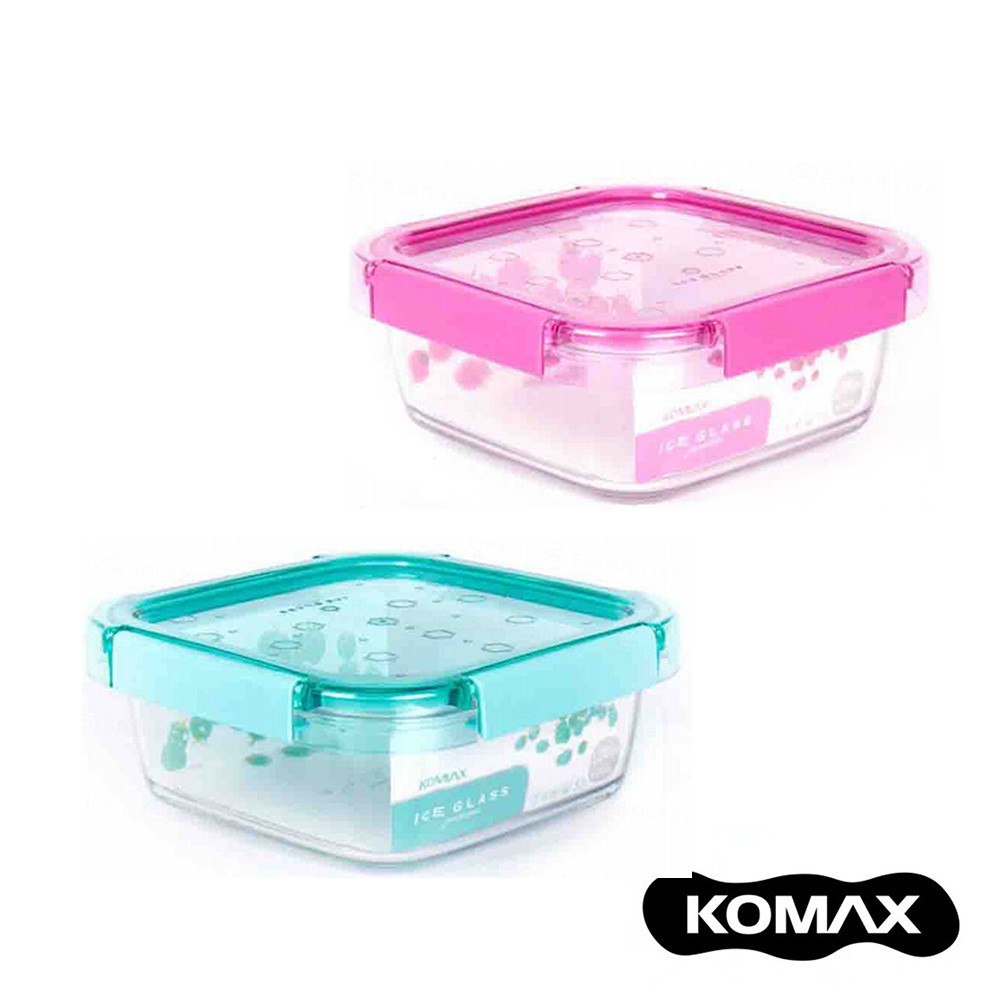 韓國KOMAX Ice Glass冰鑽方型玻璃保鮮盒1220ml 索樂生活 露營野餐環保食物醃漬密封罐樂扣蓋微波便當盒