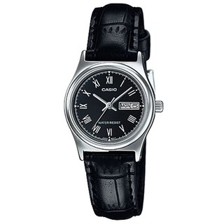 【CASIO】經典英倫復古指標皮帶女錶-羅馬黑麵(LTP-V006L-1B)正版宏崑公司貨