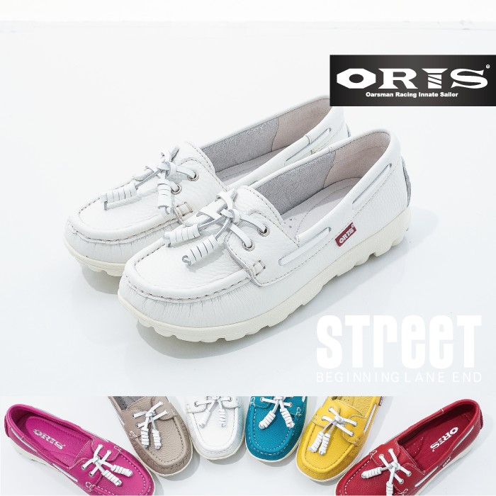 ORIS-1 女款 頂級真皮鞋面 時尚裝飾綁帶設計 休閒女鞋 SA16650N09 白色