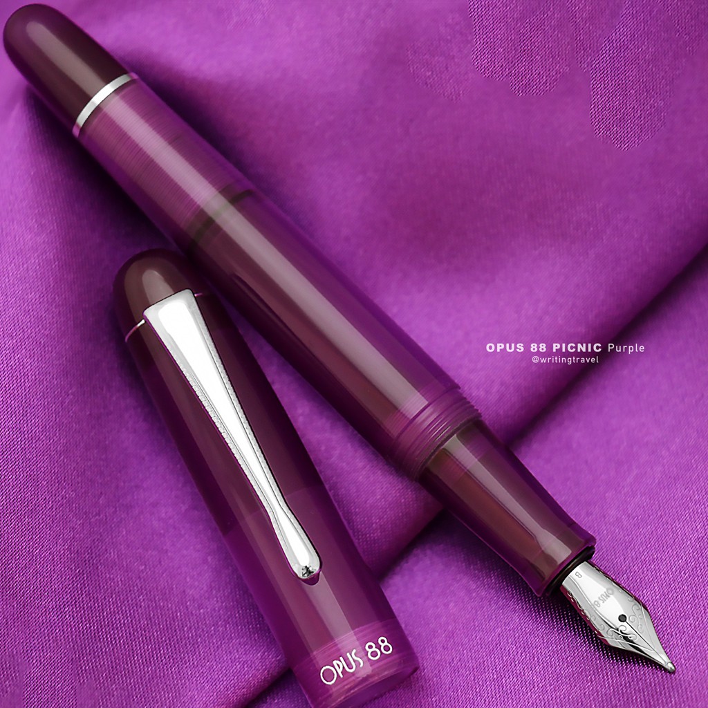 優惠中! 台灣 OPUS 88 PICNIC 滴入式透明示範鋼筆: 紫色