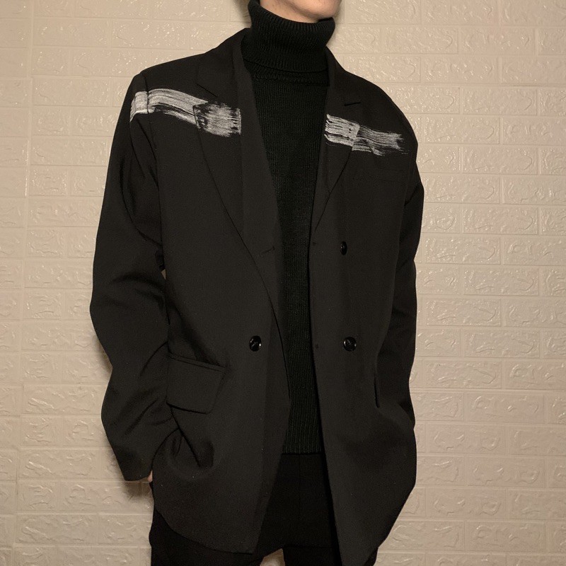 韓國🇰🇷反光漆西裝外套（模特實拍）西裝外套 男款 墊肩款