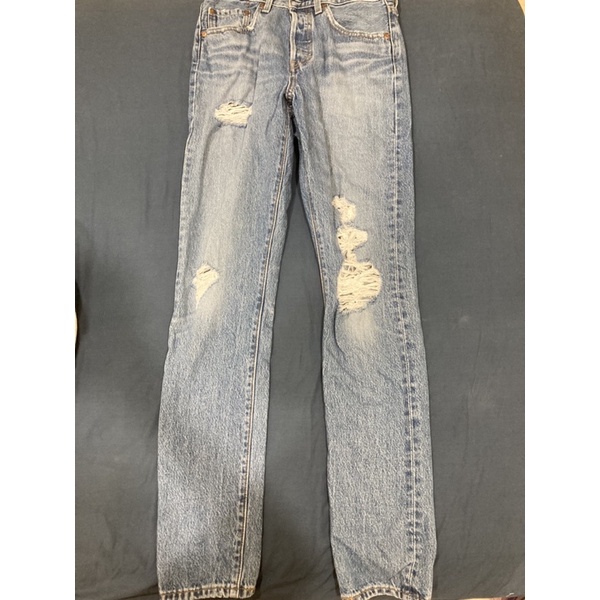 *二手衣 絕對正品*經典LEVI’S 501S女款牛仔破褲