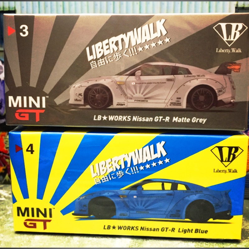 1/64 Mini GT LB GTR R35 TSM (灰、藍）
