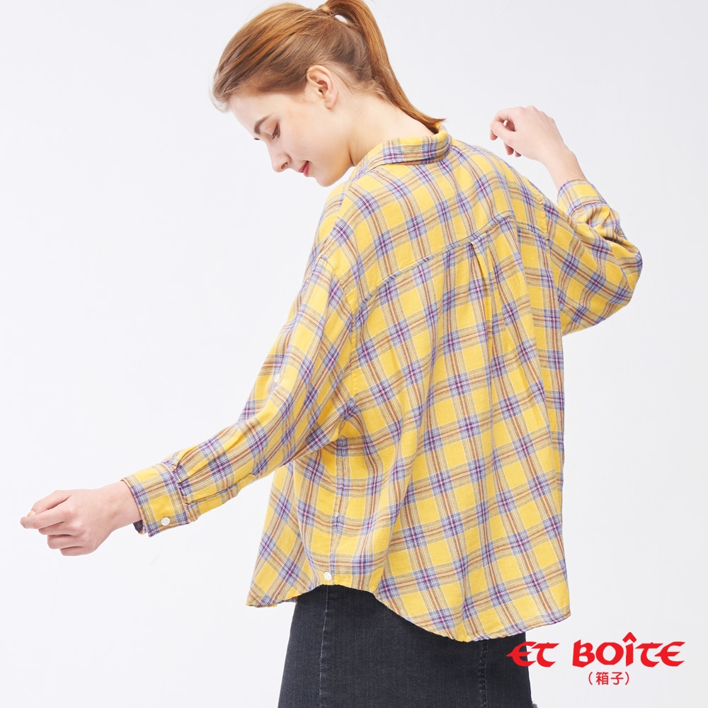BLUE WAY ET BOiTE 箱子-格紋交叉襟襯衫(黃)