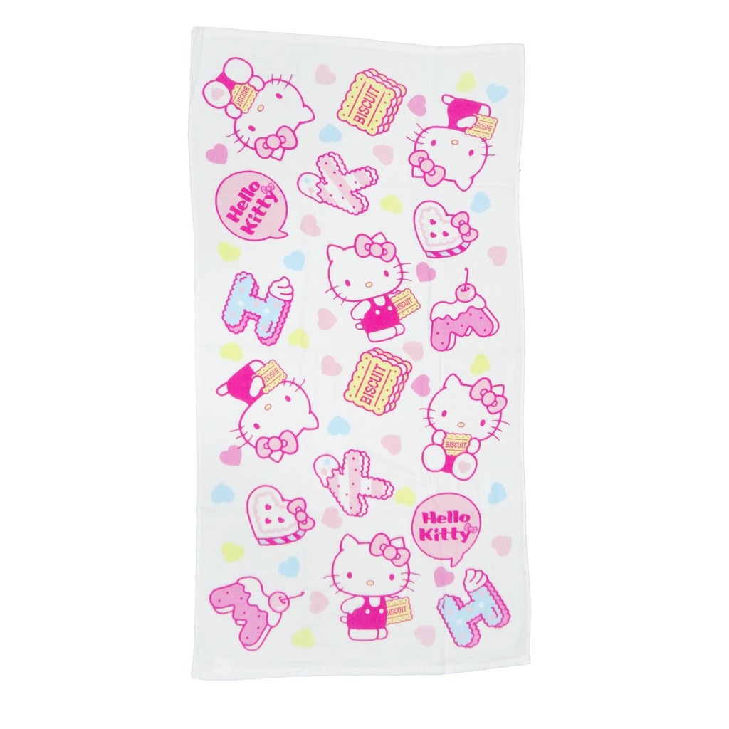 【Sanrio三麗鷗】凱蒂貓點心時刻紗蘿浴巾 100%棉 60x120cm