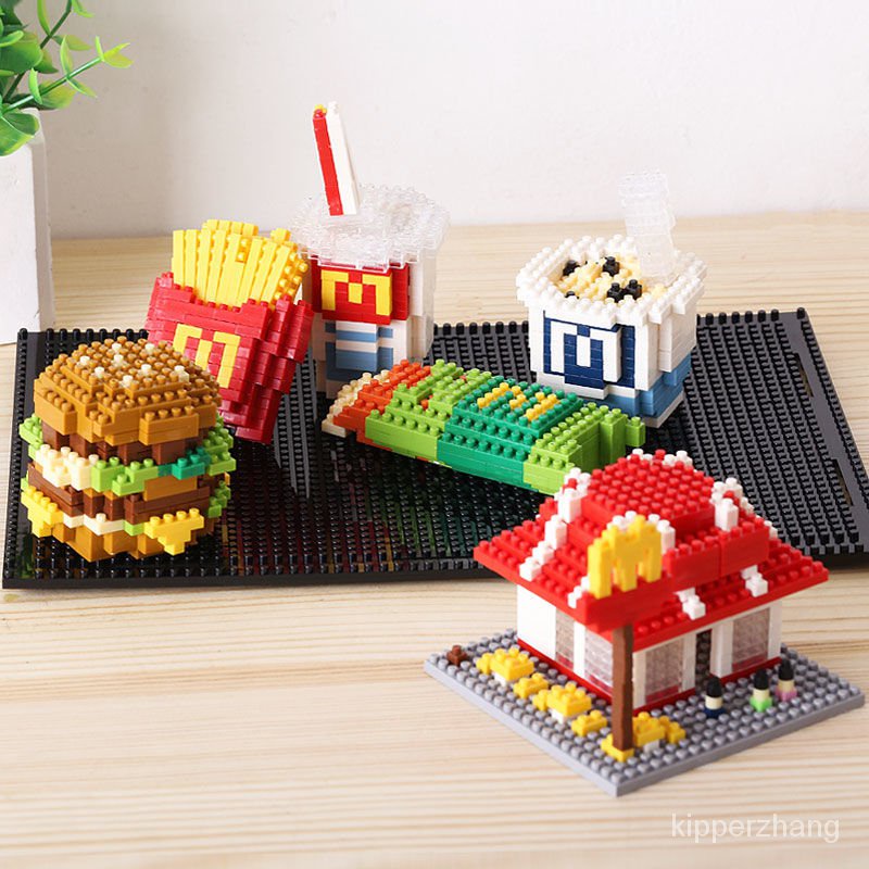 LEGOOO夢想家積木店  兼容樂高微小顆粒磚石拚裝益智積木漢堡壽司套裝成人玩具模型擺件實用 便宜 排行 INS風 包郵