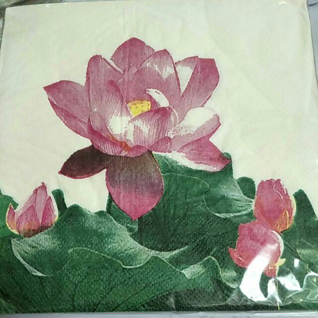 進口餐巾紙 330131蓮花中國風圖案水墨畫