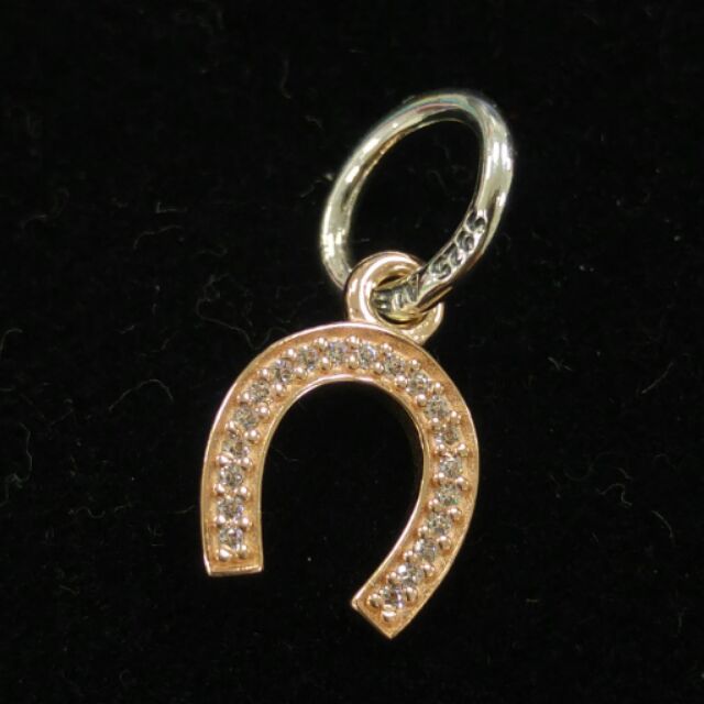 PANDORA 潘朵拉 14k 玫瑰金雙色charm 馬蹄