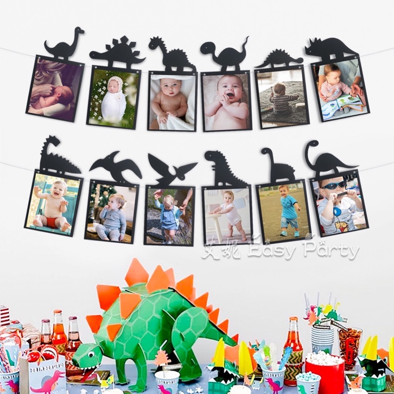 【 恐龍 紙相框 】艾妮EasyParty D193 生日派對 兒子生日 相框 男寶周歲 生日相框 恐龍派對布置