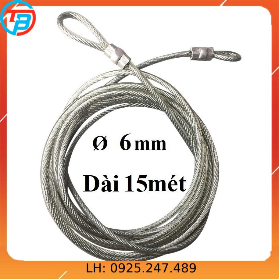 Phi 6mm 塑料汽車鎖線 - 15 米長 Vina Thai Steel Cable