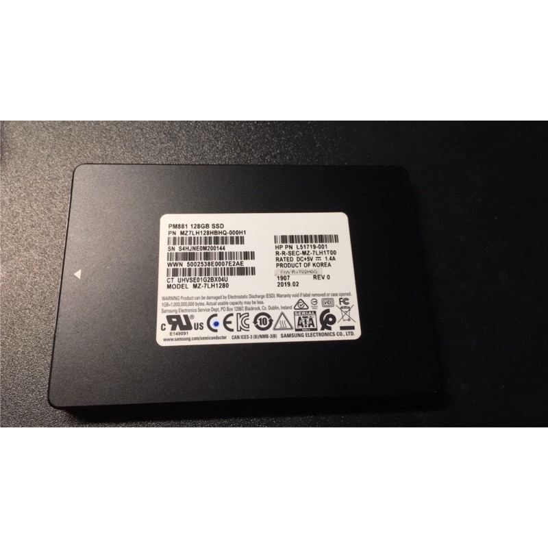 128GB TLC 2.5吋 固態硬碟 Samsung PM881 MZ7LH128HBHQ 2.5" SATA SSD