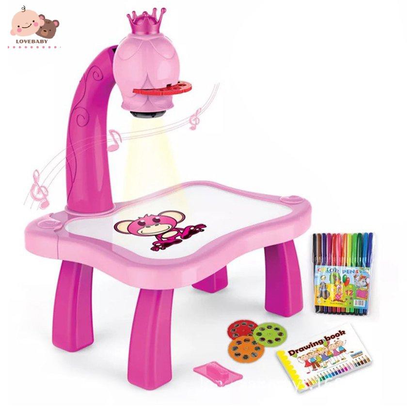 【熱賣】學習桌帶智能投影儀兒童繪畫桌玩具帶燈光音樂