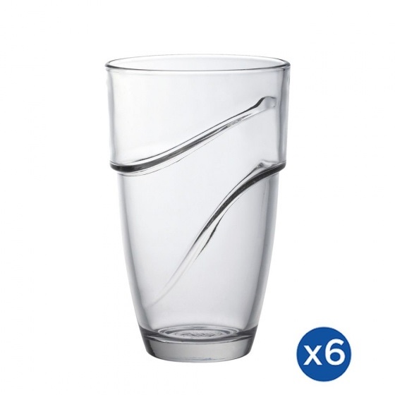 6 件套 Wave Duralex 玻璃高玻璃杯,透明色 360 毫升