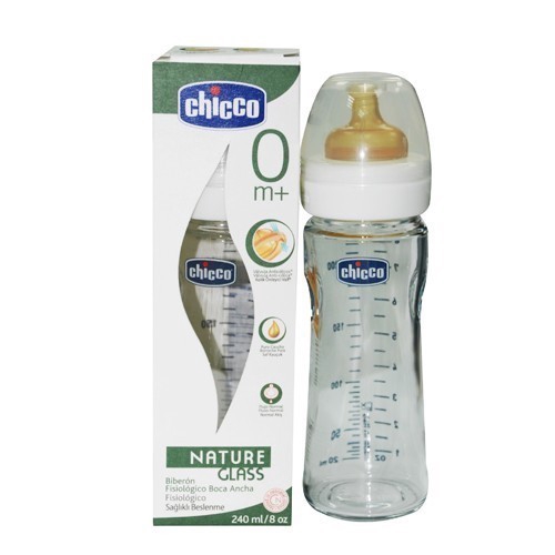 Chicco 寬口乳膠單孔玻璃奶瓶