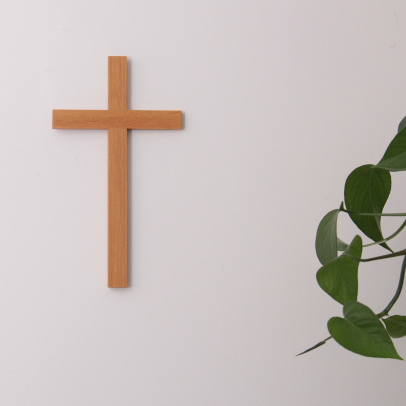 ❤as86❤十字架新生實木木質十字架家居擺件掛壁主內禮品27厘米
