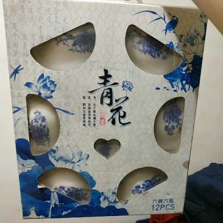 青花瓷瓷碗/湯匙組 六碗六匙 國風文藝 餐具 器皿 飯碗 湯碗 碗匙組