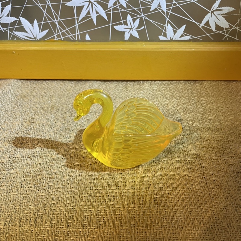 黃色 天鵝擺飾 塑膠 早期 復古
