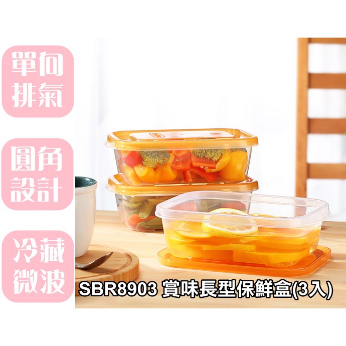 【特品屋】台灣製 SBR8903 賞味長型保鮮盒(3入) 水果盒 保鮮盒 方形保鮮盒 外出盒 副食品保存盒
