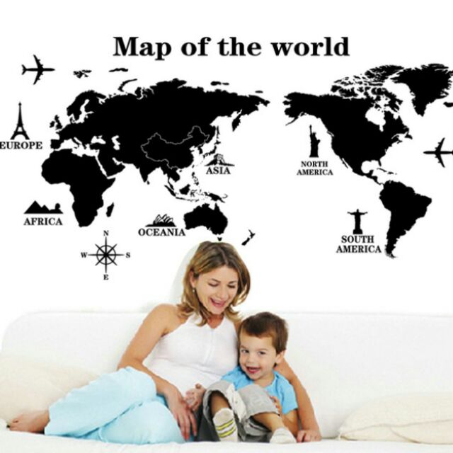 世界地圖壁貼 可移除牆貼 兒童房 客廳 裝飾貼 創意貼 AY9133