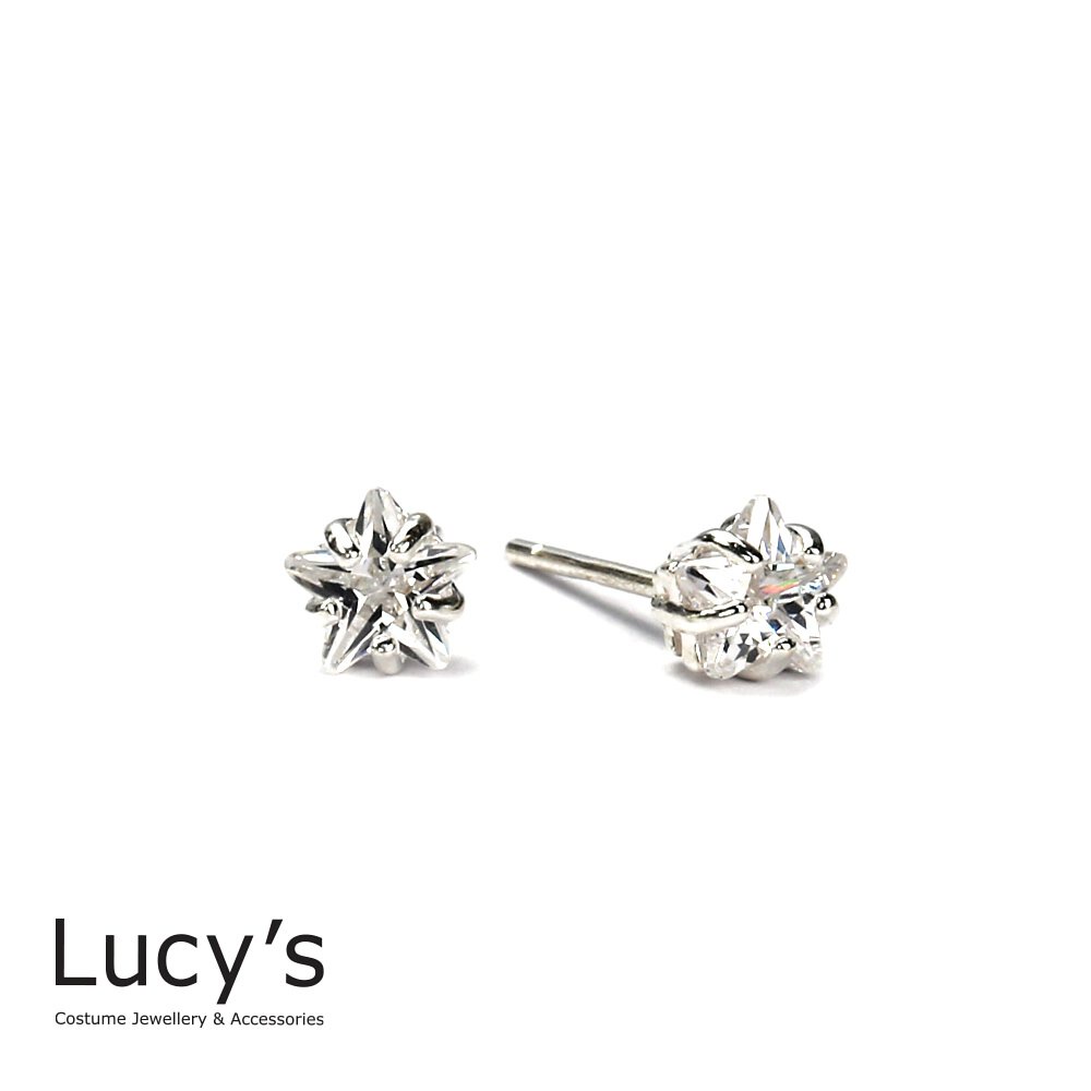 Lucy's 925純銀 時尚焦點星光閃耀耳環 - 0.5 cm (23206)