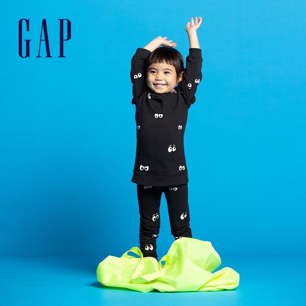 Gap 女幼童裝 直筒棉褲 布萊納系列-黑色(708831)