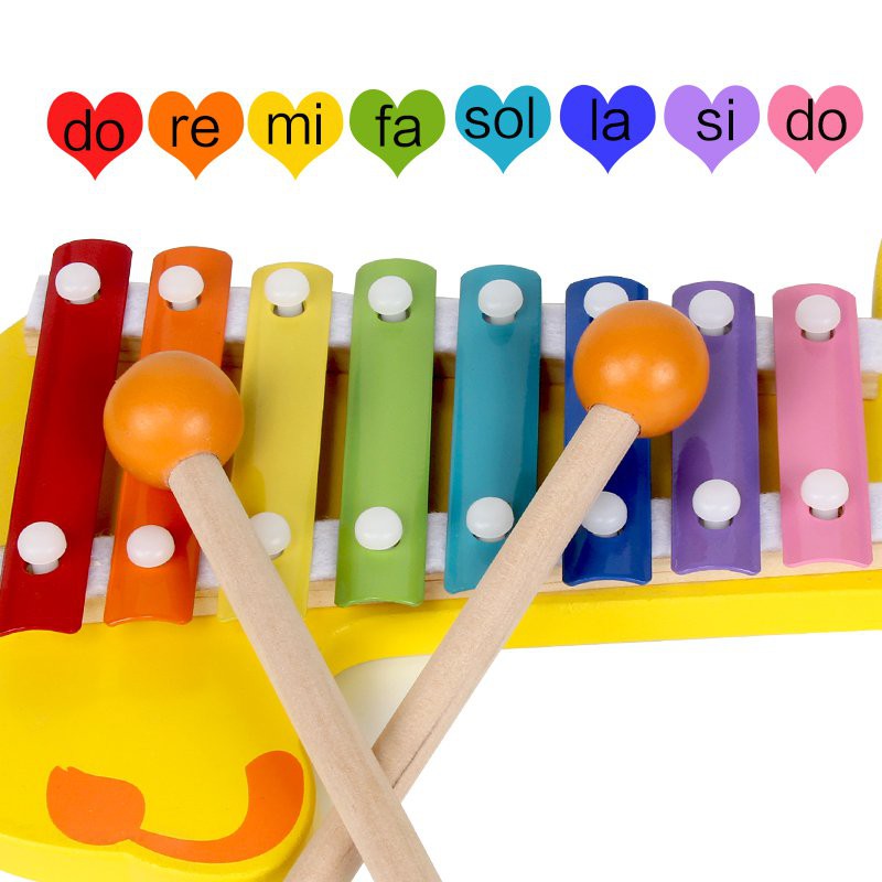【兒童益智玩具】藝貝 兒童敲琴 打擊樂器8音手敲木琴 音樂早教木製益智兒童玩具琴