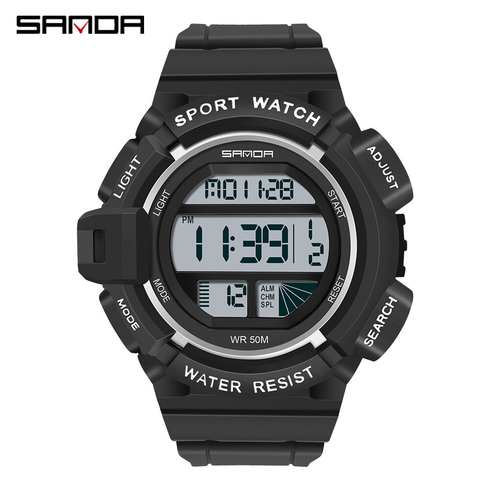 Sanda 2106 品牌時尚戶外運動男士手錶防水 LED 數字軍事男士手錶電子時鐘