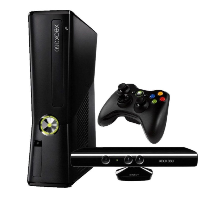 【二手主機】XBOX360 SLIM 黑色主機+KINECT+控制器(黑)+HDMI線+2手把