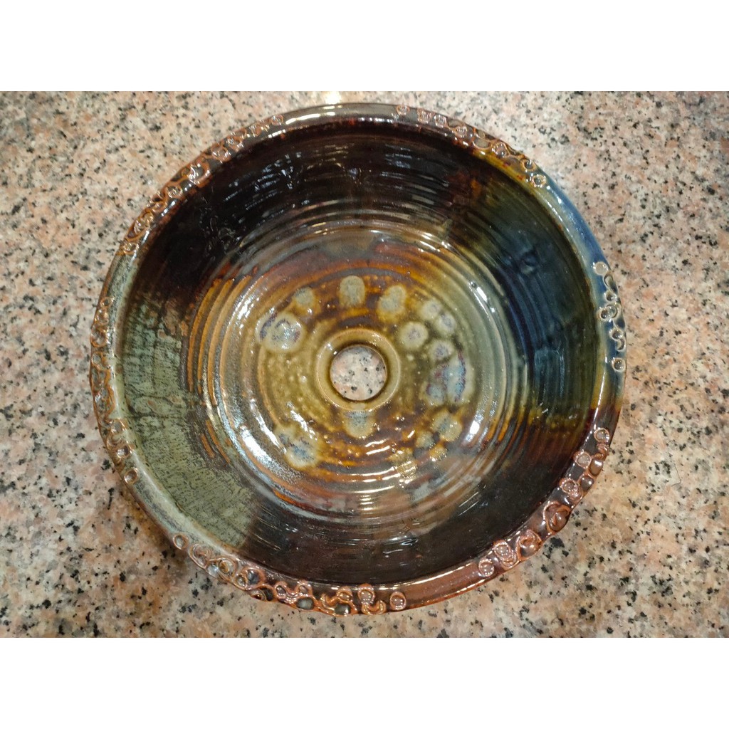 【娟兒藝品】三色釉手盆陶瓷器✔物品槽✔展示✔藝術品✔洗手台