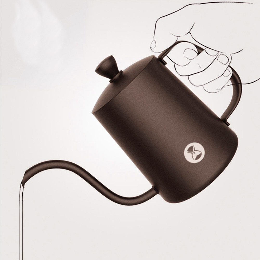 【TIMEMORE】泰摩魚03不鏽鋼咖啡手沖壺細口壺600ml-霧面白/黑 手沖咖啡 不鏽鋼手沖壺 咖啡壺 泡茶壺