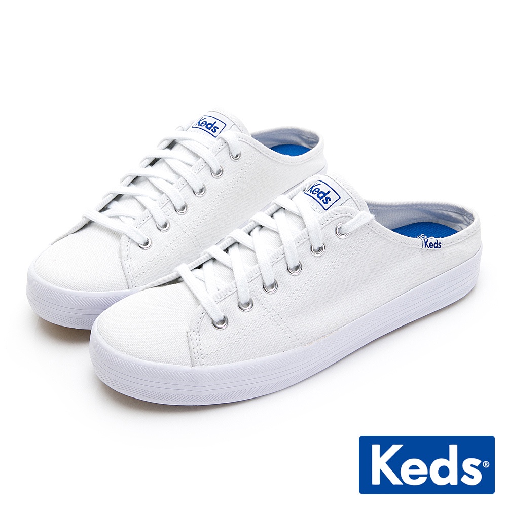 【Keds】KICKSTART 極簡時尚綁帶穆勒小白鞋-白 (9202W122958)