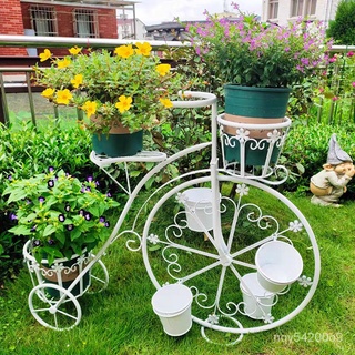 花架 陽臺花架 戶外花架 植物架 陽臺花架 鐵藝自行車小花架 綠蘿多肉創意花盆架 陽臺歐式裝飾 戶外綠植花園花架 CFZ