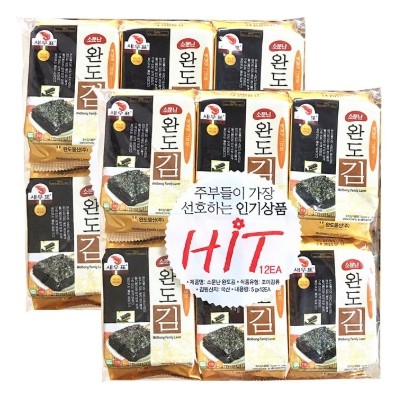 現貨不用等 韓國有名莞島海苔60g 1袋12入包飯海苔韓國海苔海苔好吃鹽味海苔 蝦皮購物