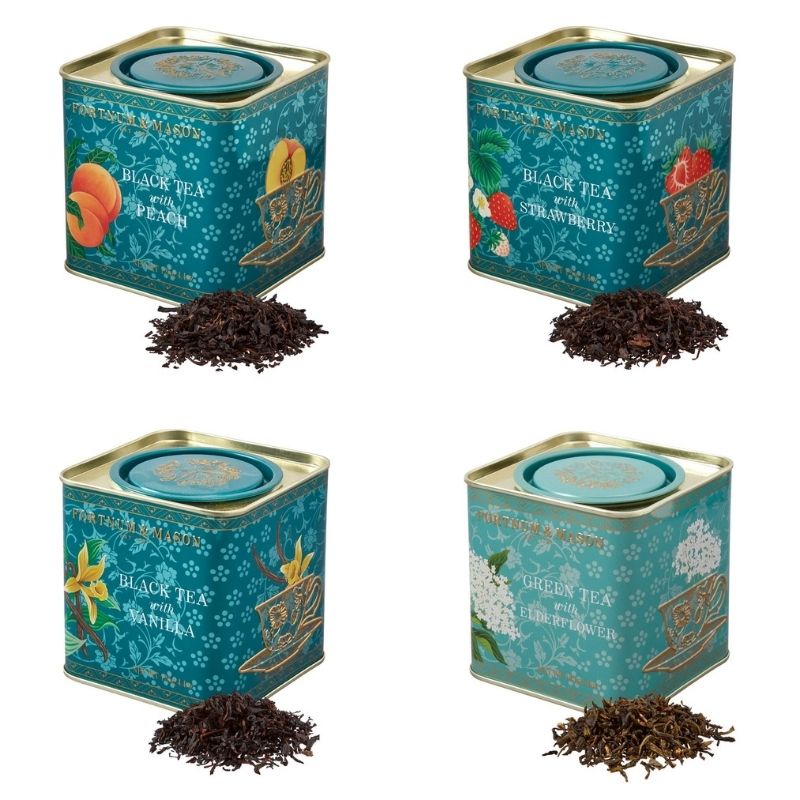 [英國] Fortnum &amp; Mason （F&amp;M） 皇家御用茶 蜜桃紅茶 草莓紅茶 接骨木綠茶 方形鐵罐散茶 125g