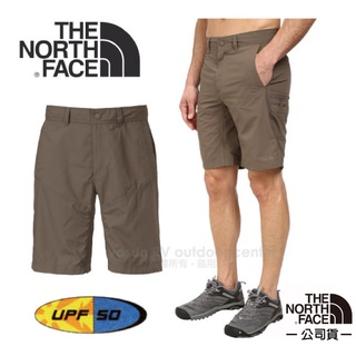 【美國 The North Face】男款輕量透氣快乾10吋短褲 抗UV休閒短褲/灰咖啡_CFT2