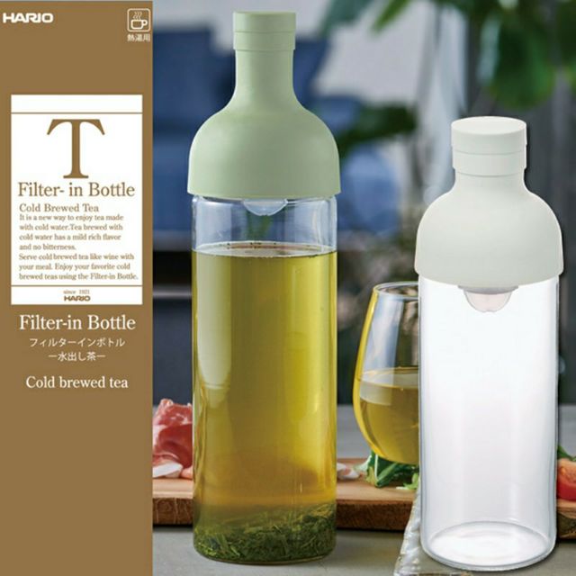 日本製 HARIO 酒瓶型玻璃冷泡茶壺 750ML(淺綠色)