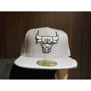 特價 New Era x NBA Chicago Bulls 59fifty 美國職籃芝加哥公牛隊麻灰布料全封帽