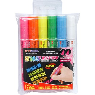 成功6色螢光彩繪筆 NO.1240-6 可換頭擦擦筆(中字)/一小盒6色入 粉彩筆-高等