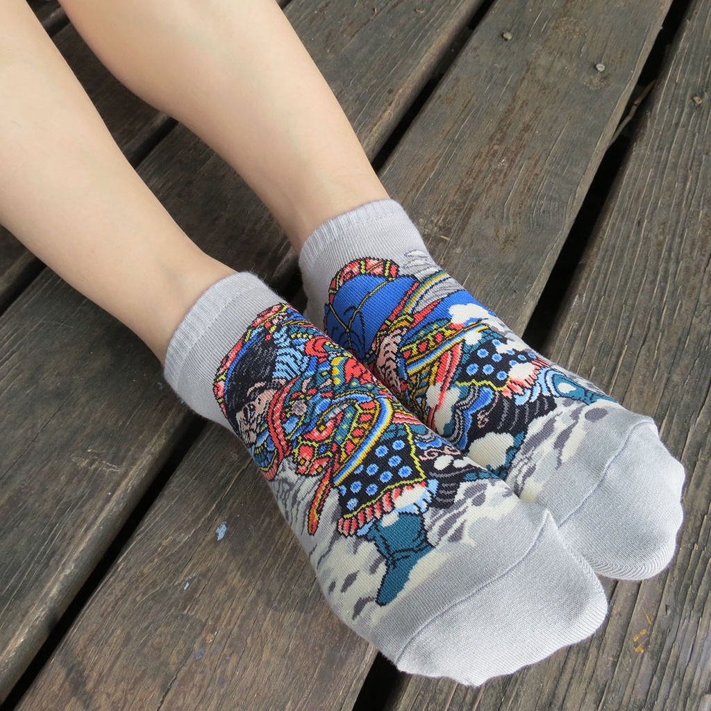 【台灣製造】日本武士 郝思文 浮世繪 版畫 日本襪子 襪子 綿襪 日本名畫 名畫襪 針織襪 藝術襪 隱形襪 船襪 短襪