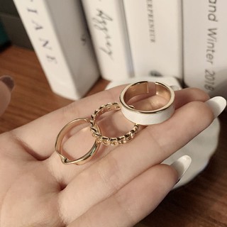 【星奈斯】時尚個性戒指 女冷淡風 小眾設計ins潮簡約套裝嘻哈素圈 食指戒指環